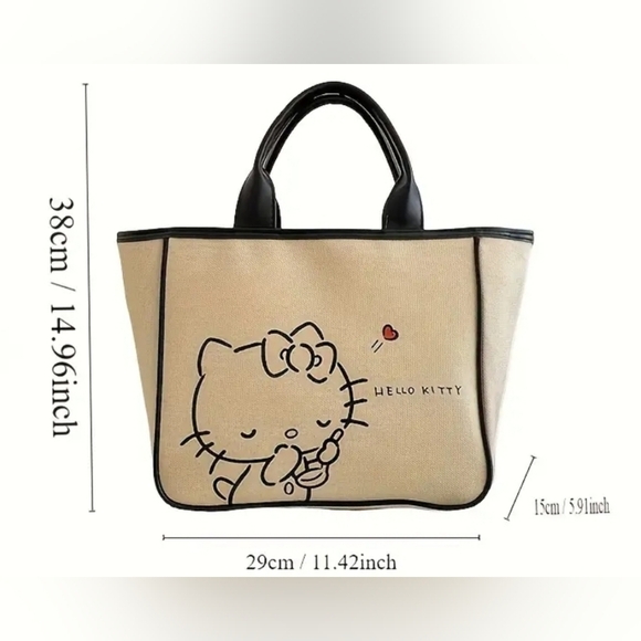 NWT Hello Kitty Women's Canvas Black Tote - Picture 3 of 7